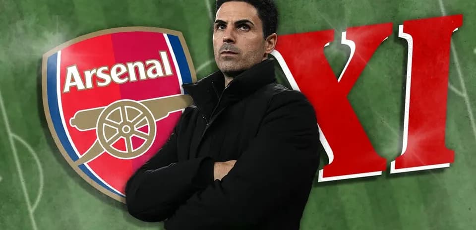 Mikel Arteta with Arsenal logo and XI text