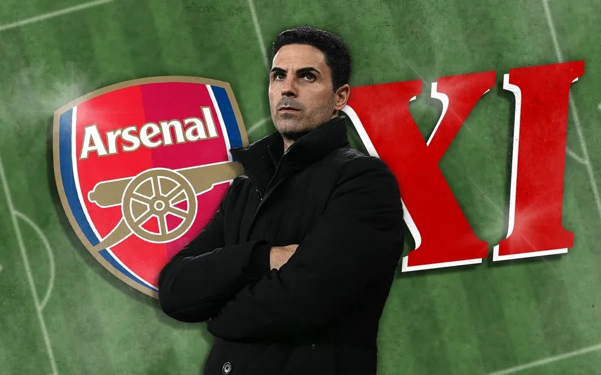 Mikel Arteta with Arsenal logo and XI text