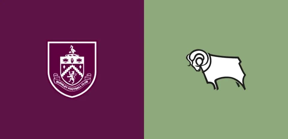 Logos of Burnley FC and Derby County
