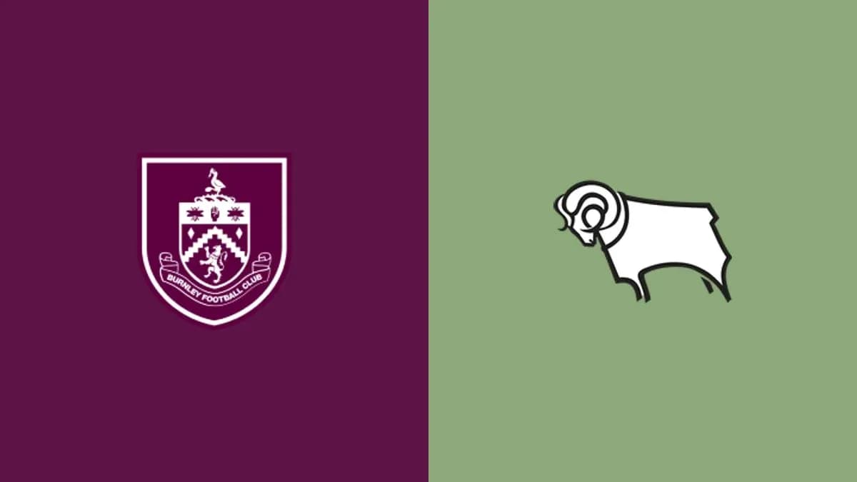 Logos of Burnley FC and Derby County