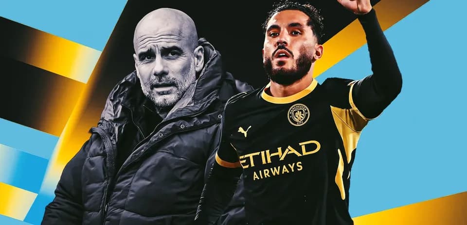 Pep Guardiola and player celebrating a goal