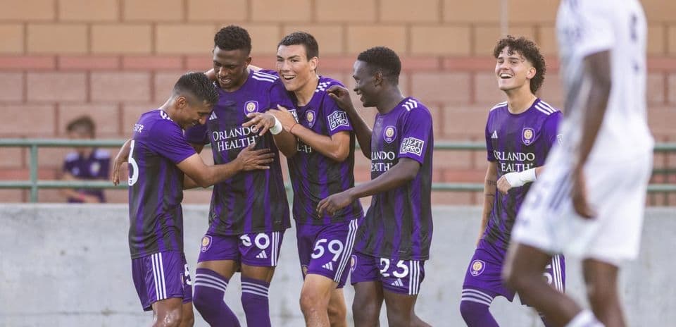 Orlando City II players celebrating a goal