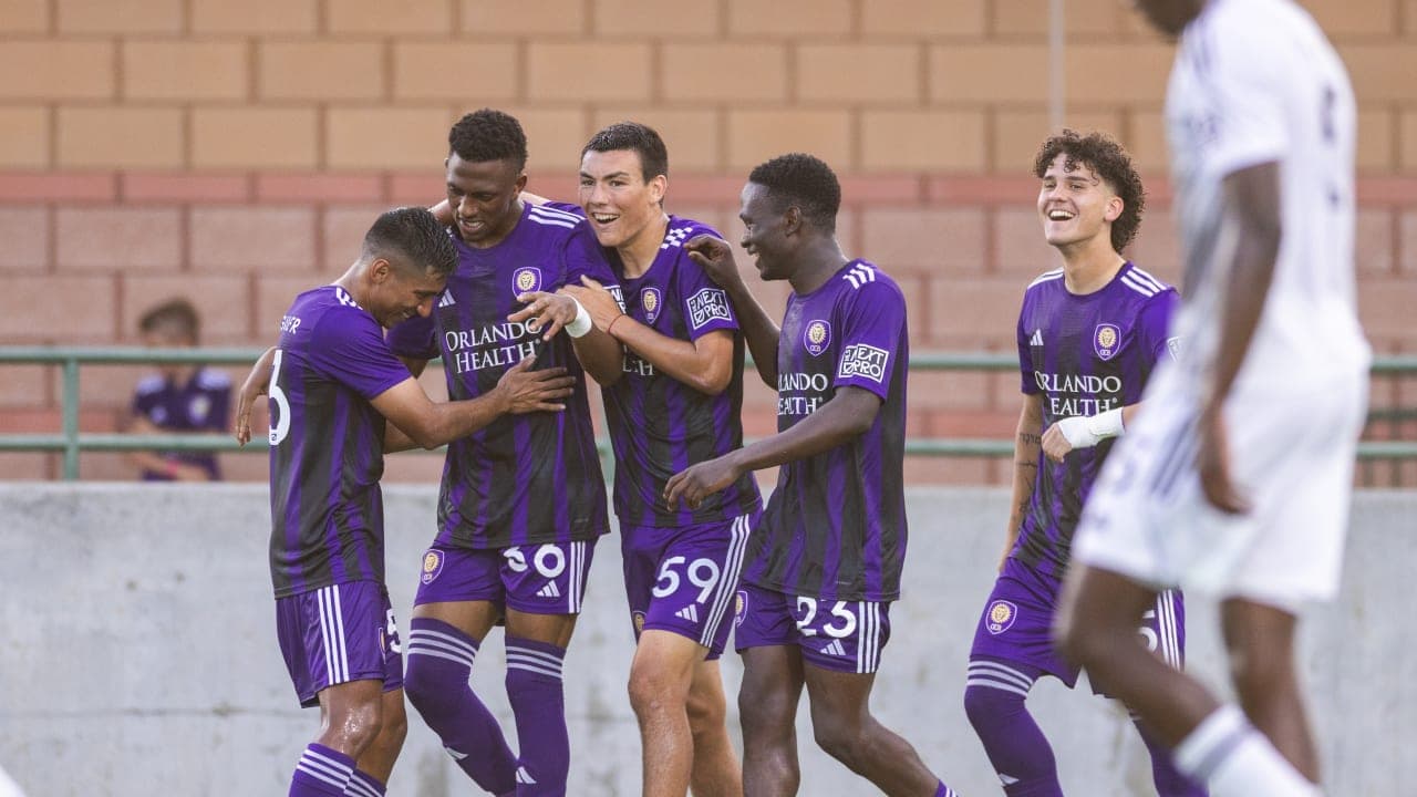 Orlando City II players celebrating a goal