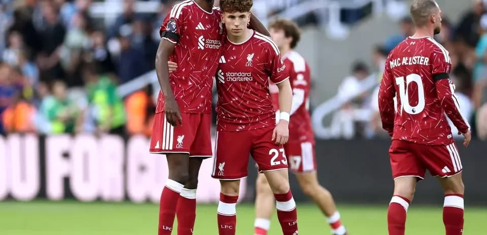 Liverpool players regrouping during a match