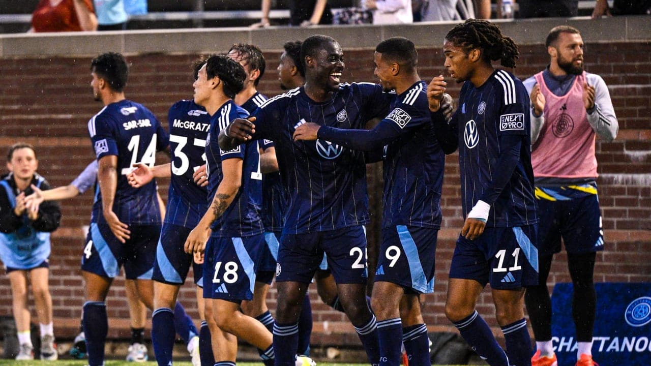 Philadelphia Union II players celebrating a goal