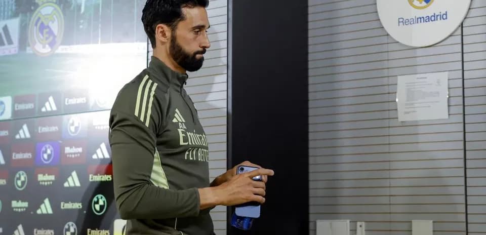 Player entering press area at Real Madrid facility