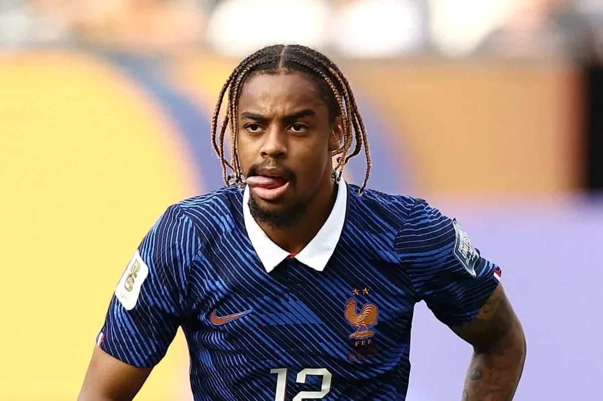 Player in France jersey during soccer match