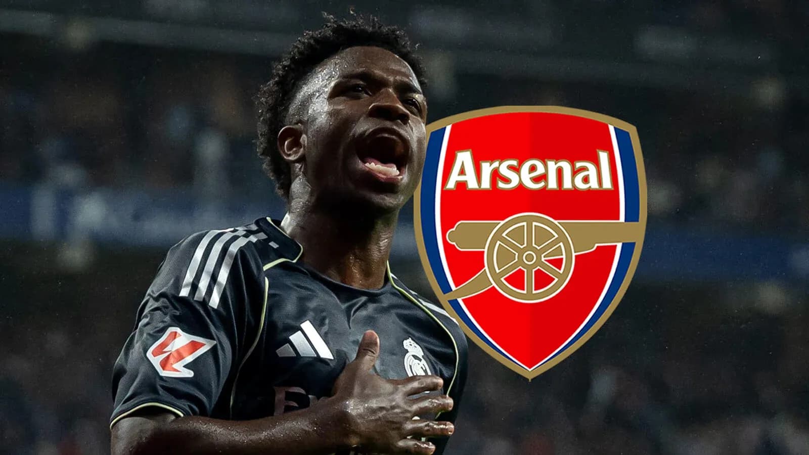 Player celebrating in front of Arsenal logo