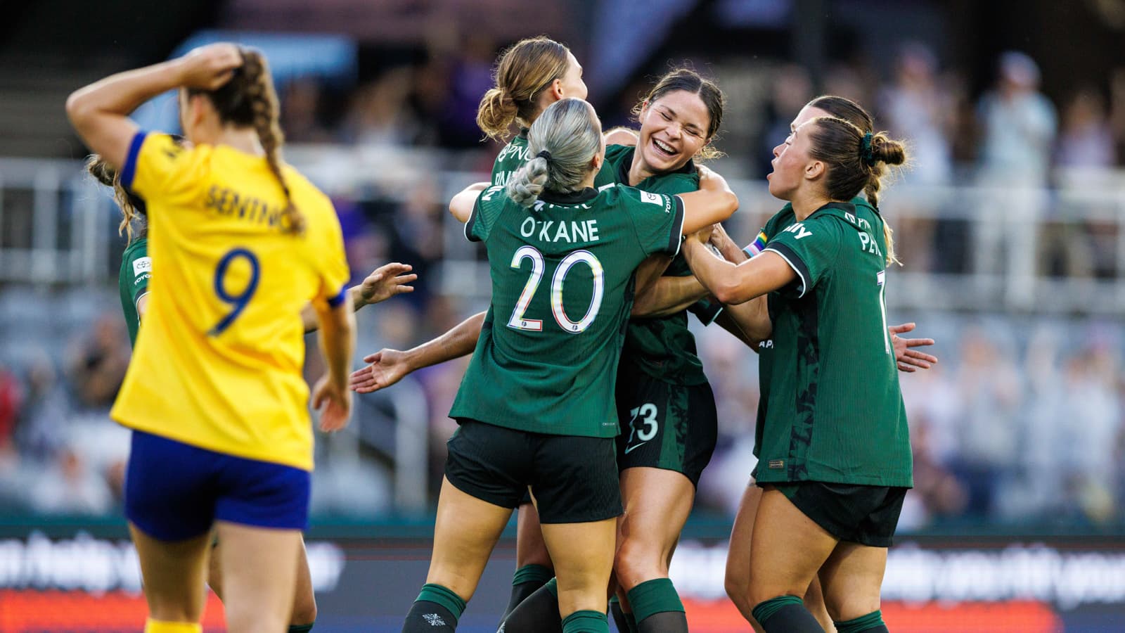 Utah Royals players celebrating a goal