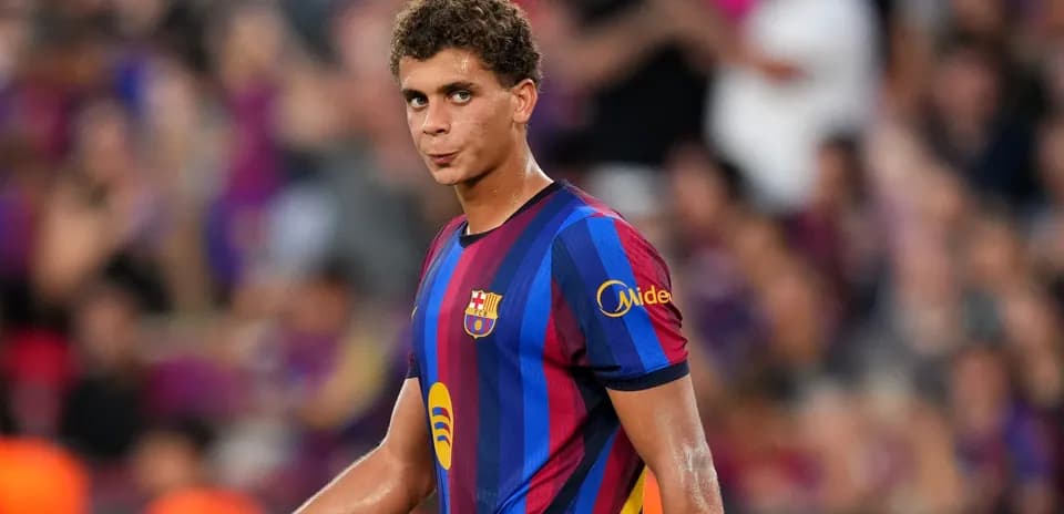 Player in FC Barcelona jersey on the field