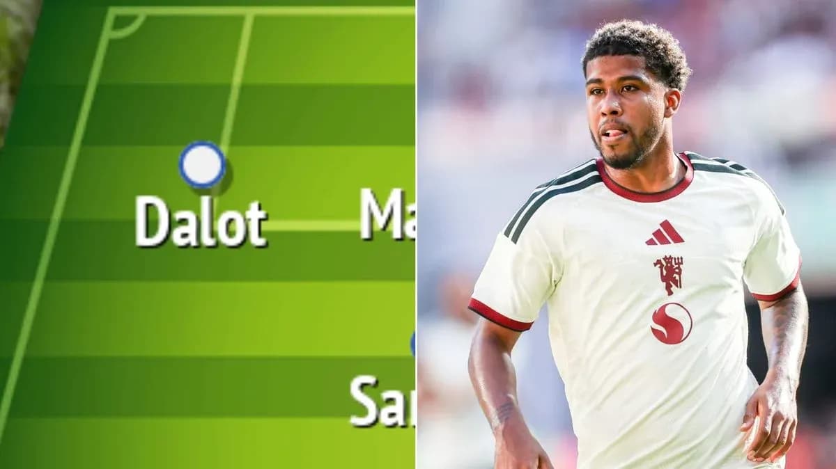 Tactical formation showing Dalot's position on field