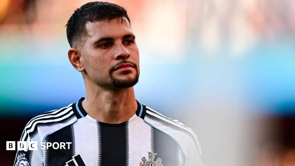 Newcastle player during match warm-up on field