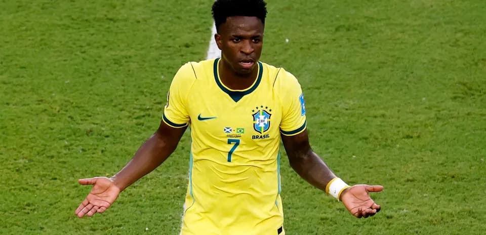 Brazilian player gesturing during a match