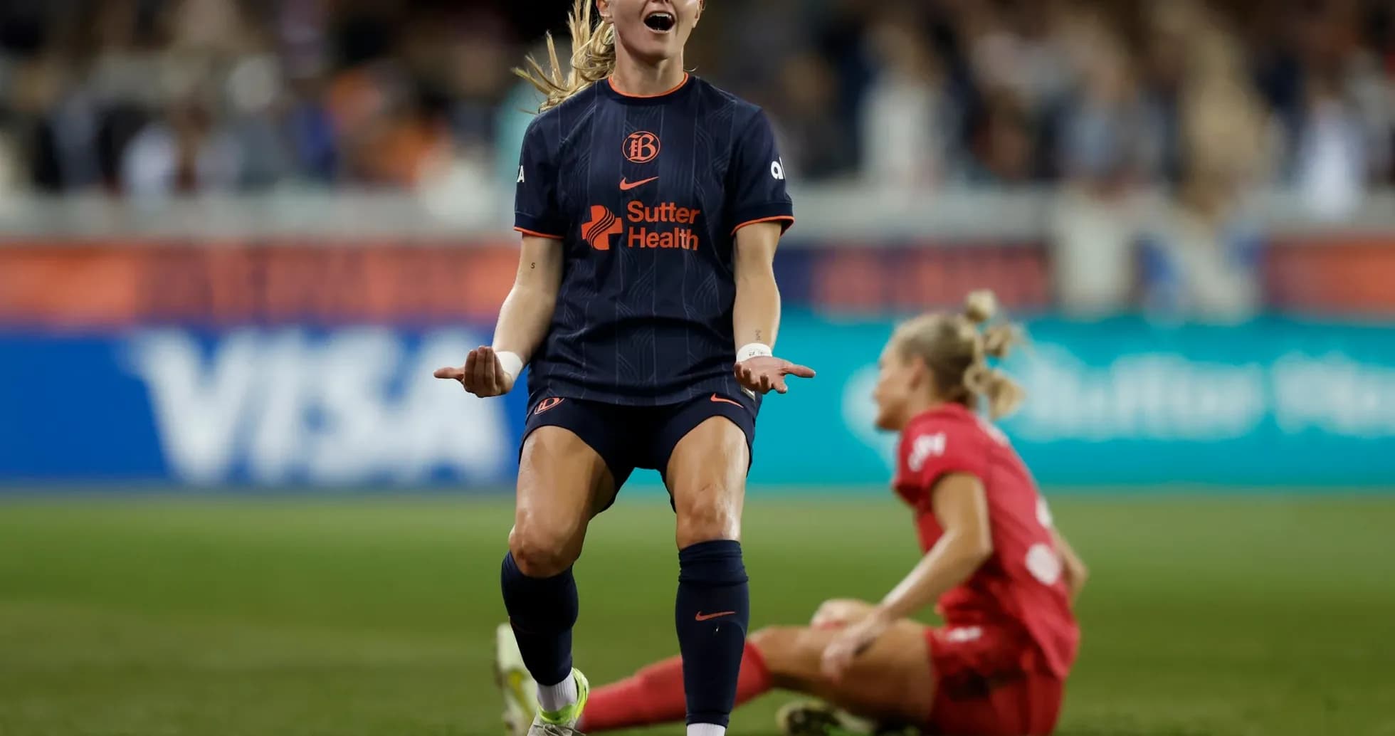 Bay FC player celebrating during match against Kansas City