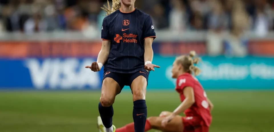Bay FC player celebrating during match against Kansas City