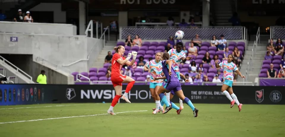 Goalkeeper celebrating during NWSL match
