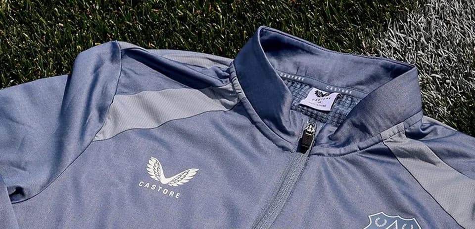 Close-up of Everton FC training jacket on grass