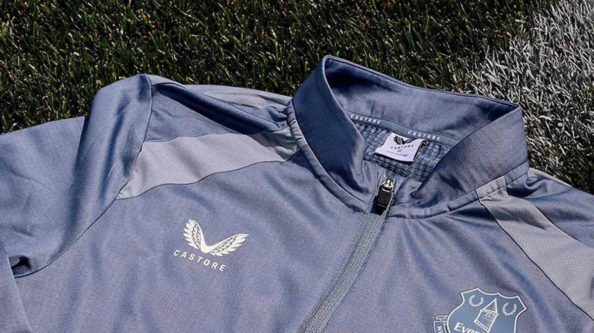 Close-up of Everton FC training jacket on grass