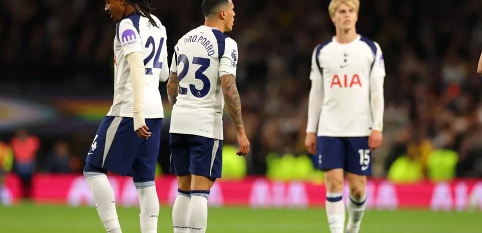 Tottenham players on the pitch during match