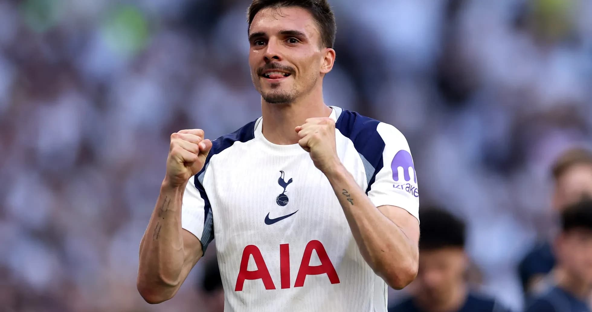 Tottenham player celebrating during match