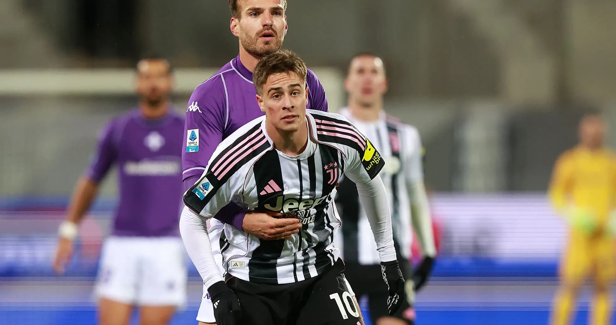 Juventus players in action during Serie A match