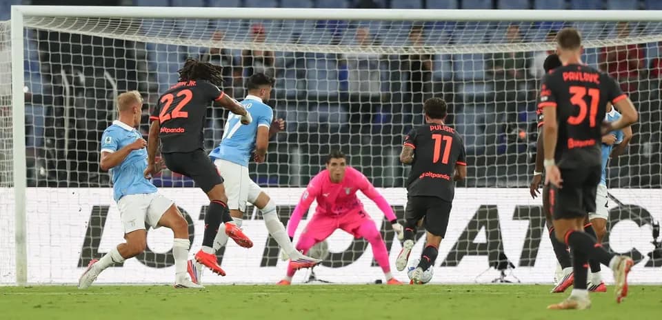 Lazio player shooting on goal during match