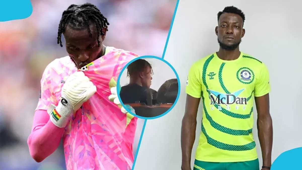 Goalkeeper in pink kit during match action