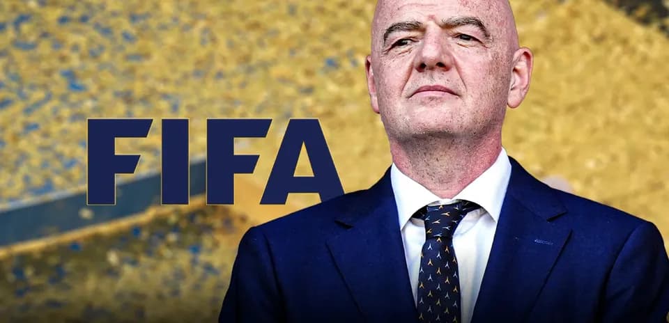 FIFA president speaking at event with logo