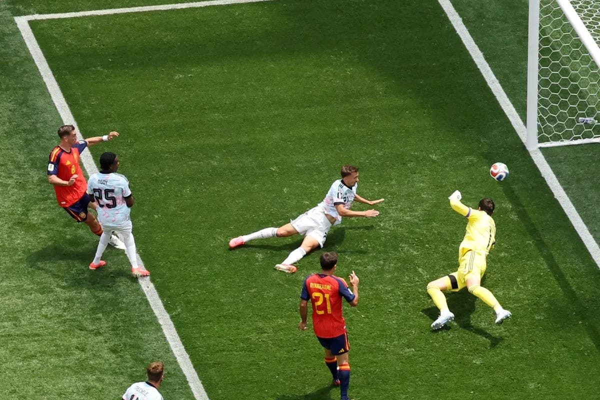 Player attempting to score while goalkeeper dives