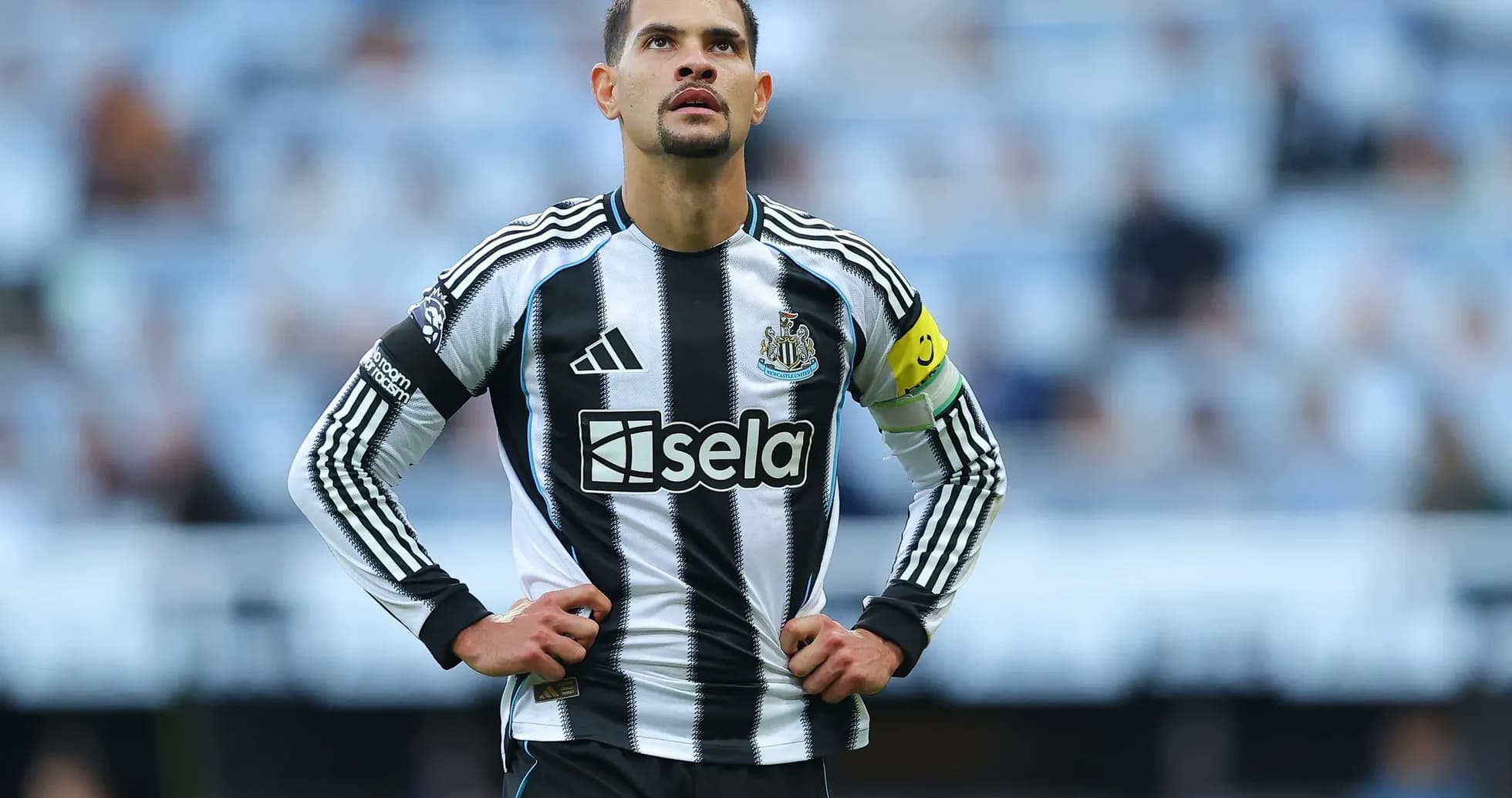 Newcastle player looking up during match