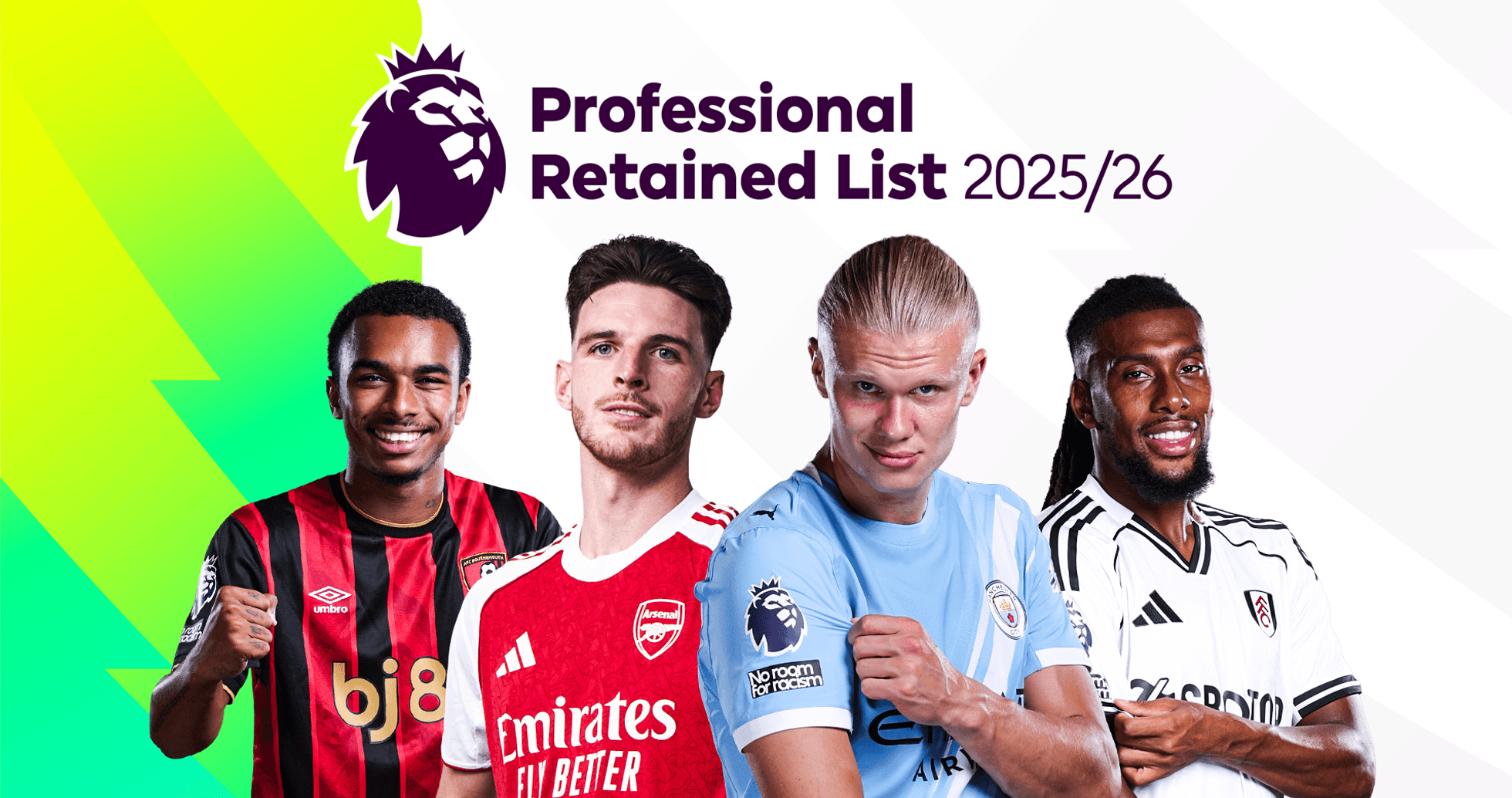 Four football players representing their clubs for 2025/26