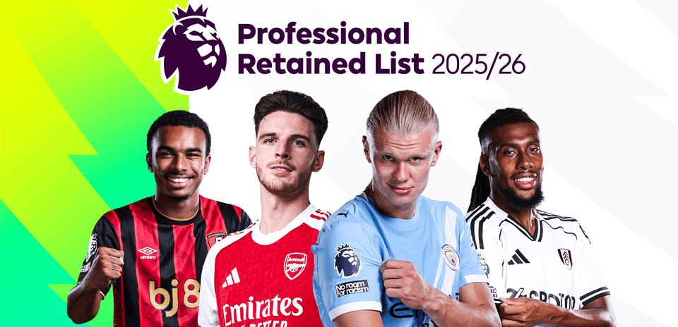 Four football players representing their clubs for 2025/26