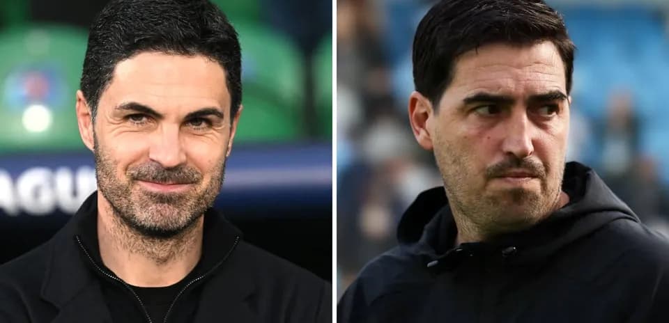 Two football managers on sidelines during match