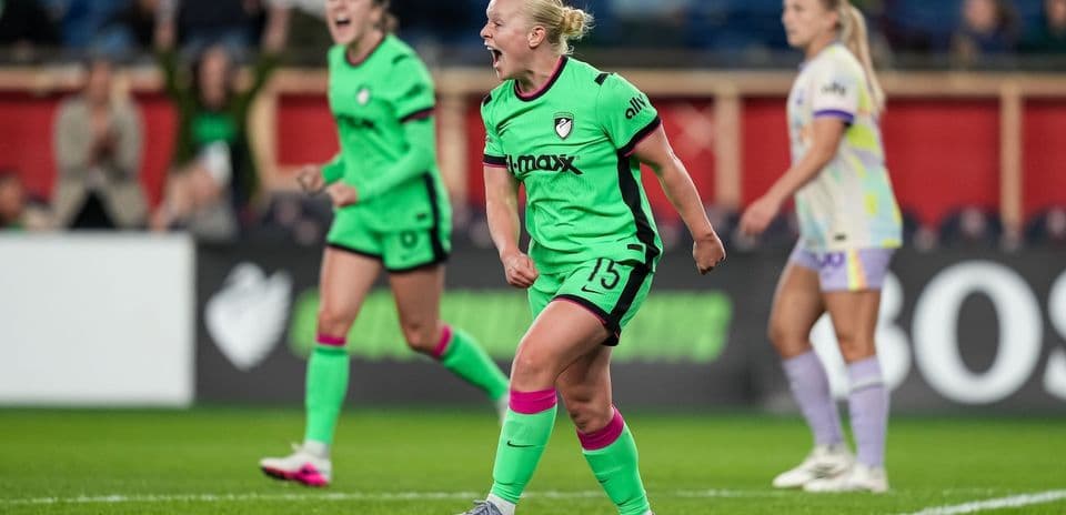 Player celebrating during Boston Legacy vs Orlando Pride match