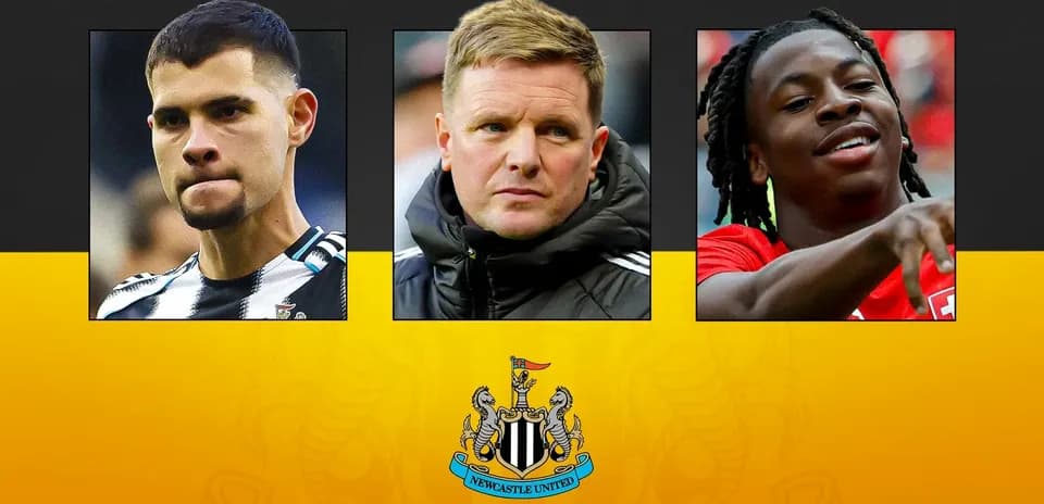 Three Newcastle United players and coach in collage