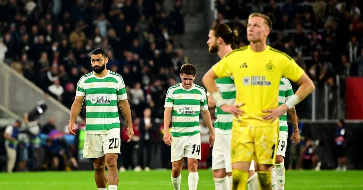 Celtic players walking off the field after match