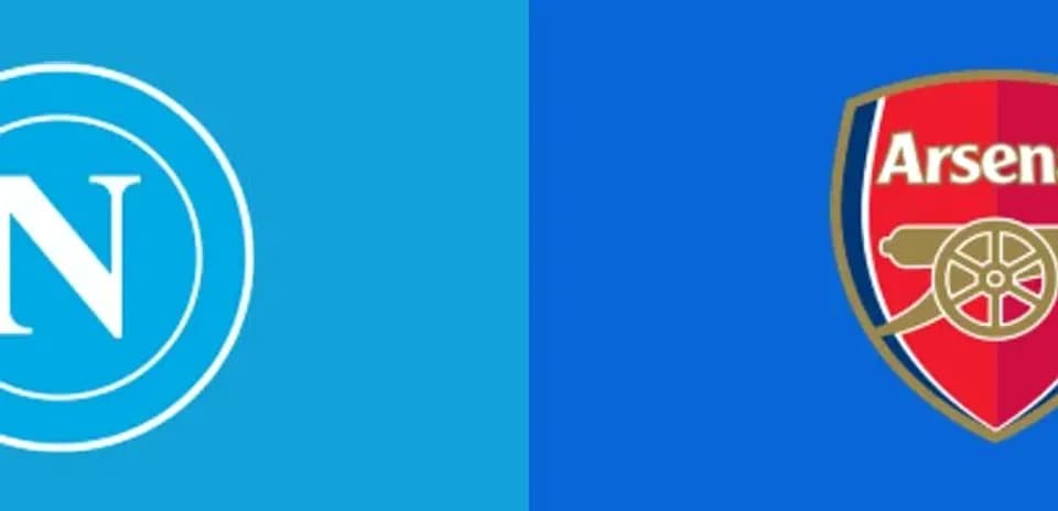 Logos of Napoli and Arsenal football clubs