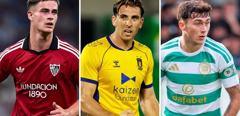 Three football players in their team kits