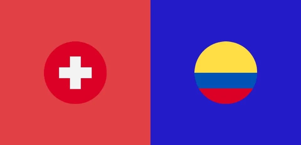 Flags of Switzerland and Colombia side by side