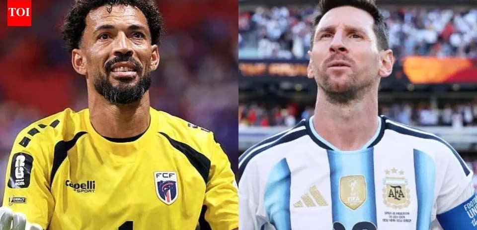 Goalkeeper and player during a football match