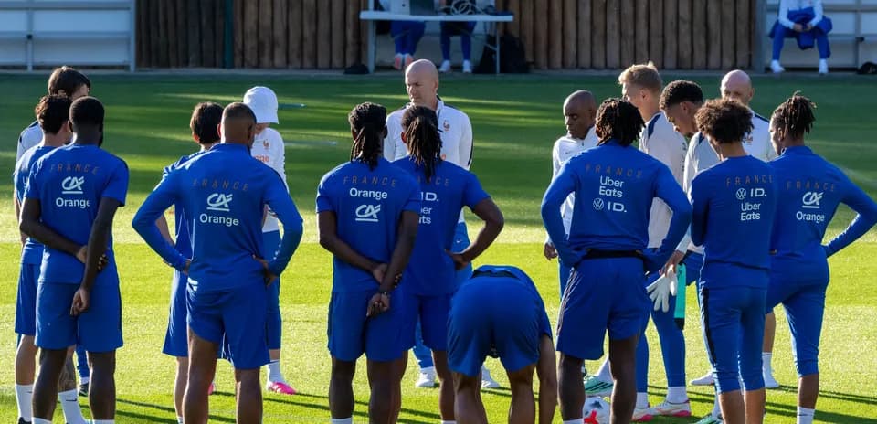 France national team players gathered during training session