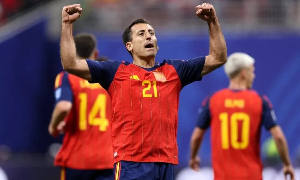 Spanish player celebrating a goal during match