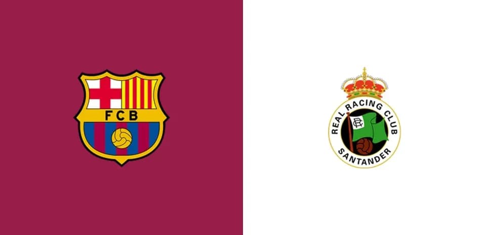 Logos of FC Barcelona and Real Racing Club
