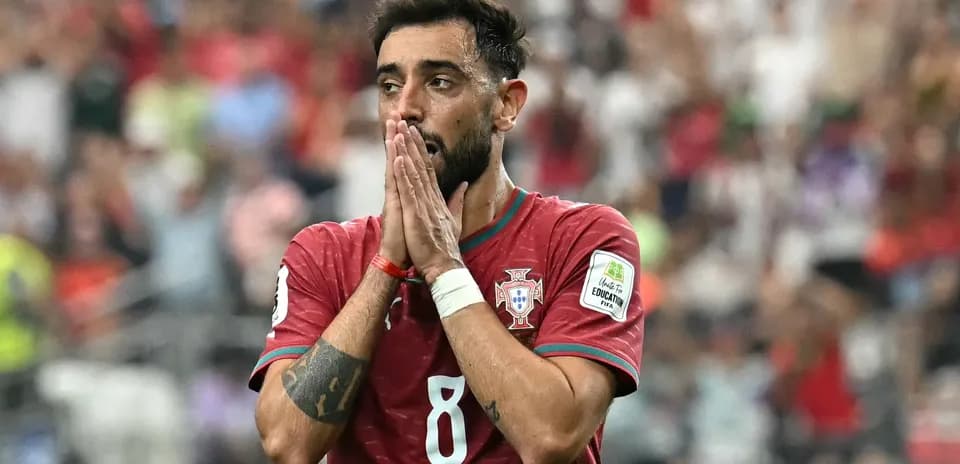 Bruno Fernandes with hands on face during match