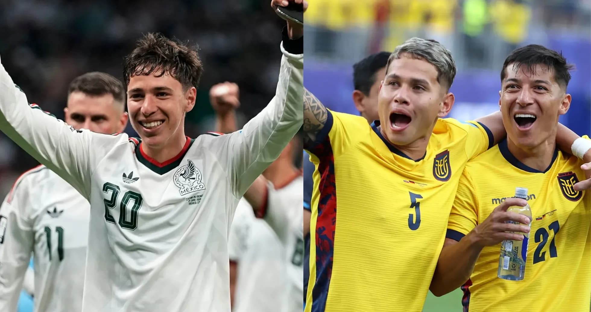 Players celebrating after match between Mexico and Ecuador
