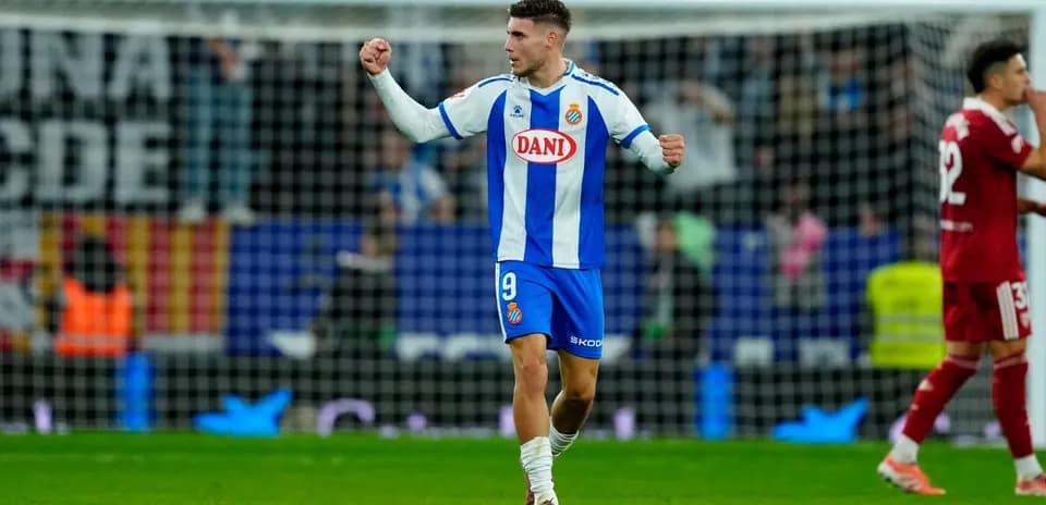 Espanyol player celebrating during La Liga match