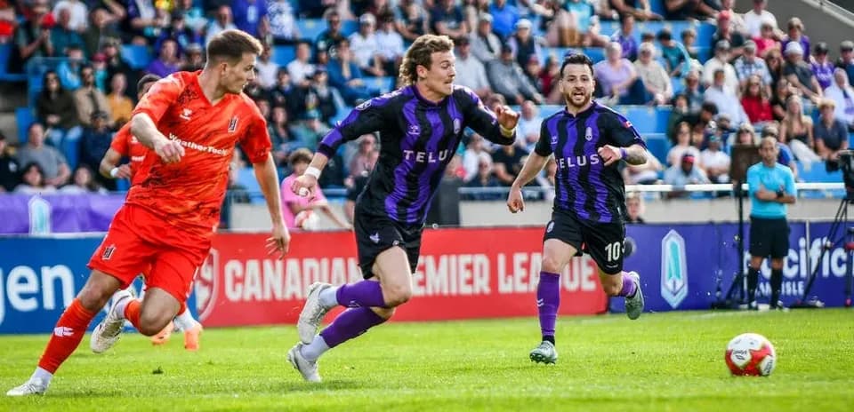 Vancouver FC players during match against Pacific FC
