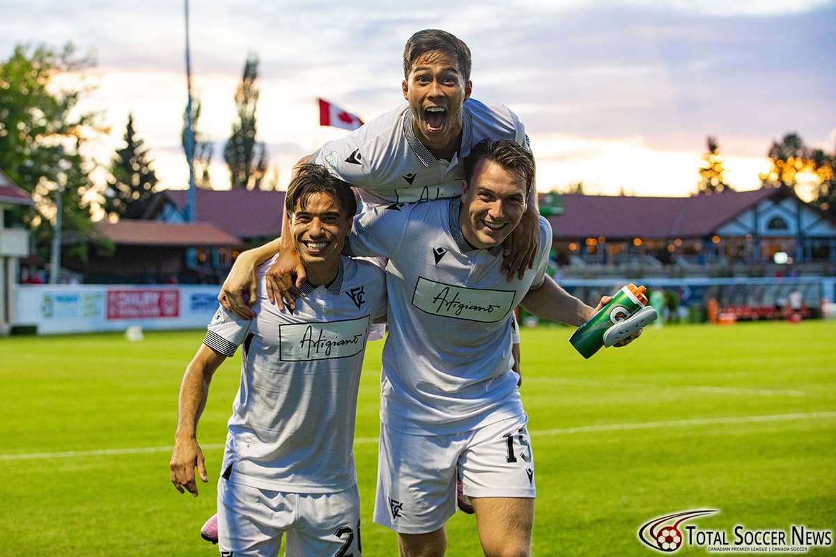 Vancouver FC players celebrating after match