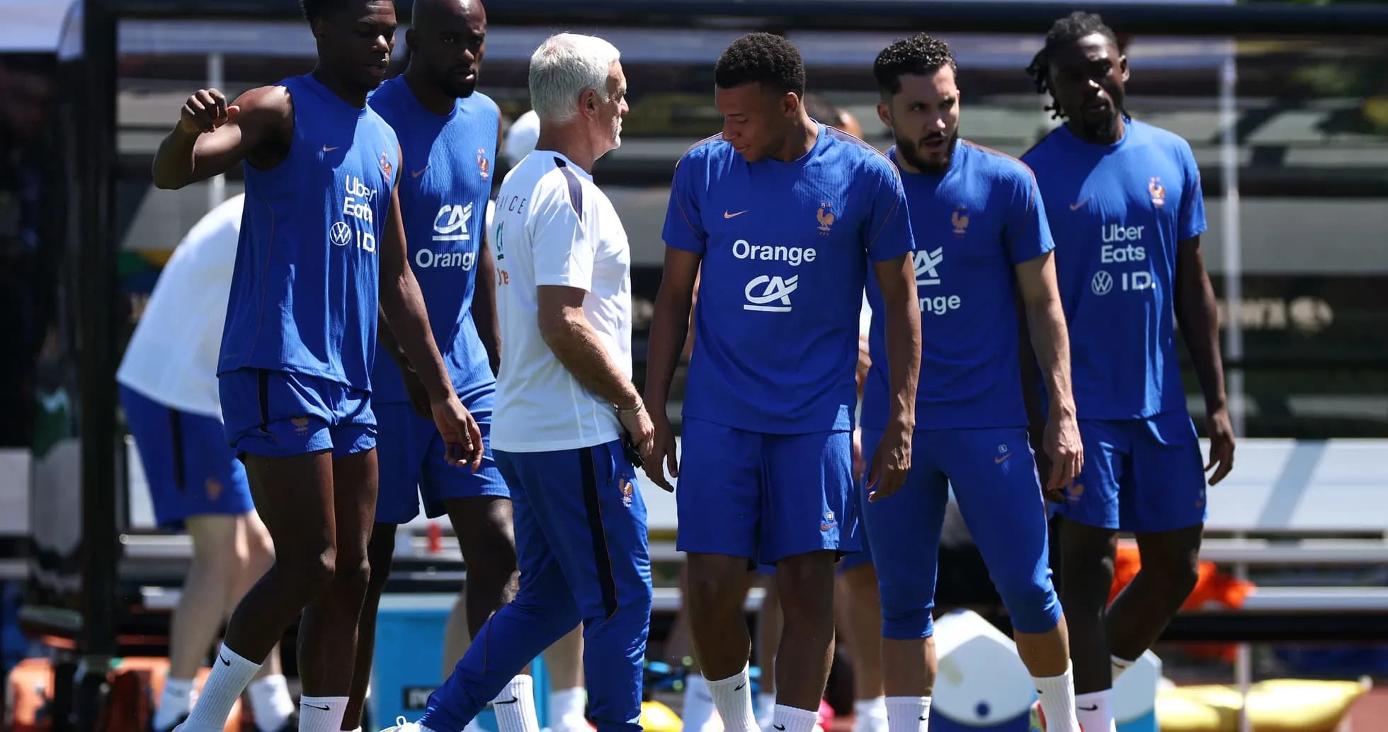 France team training session with coach and players