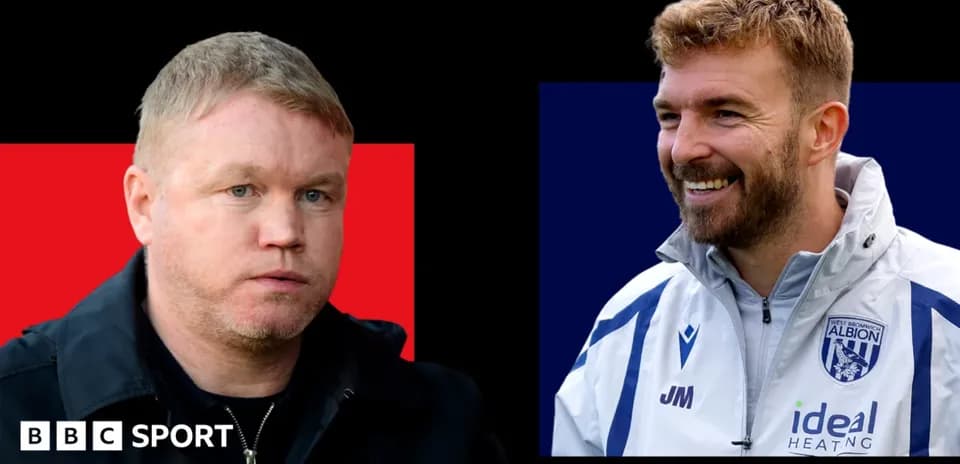 Two football coaches with contrasting expressions